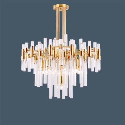 Long Round Home Lobby Luxury Hanging Lamp LED Modern Custom Crystal Staircase Chandelier Light for High Ceilings