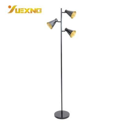 Factory Price Modern Metal Decoration Indoor Design 3 Lamp Shade Glass Iron Floor Lamp for Living Room