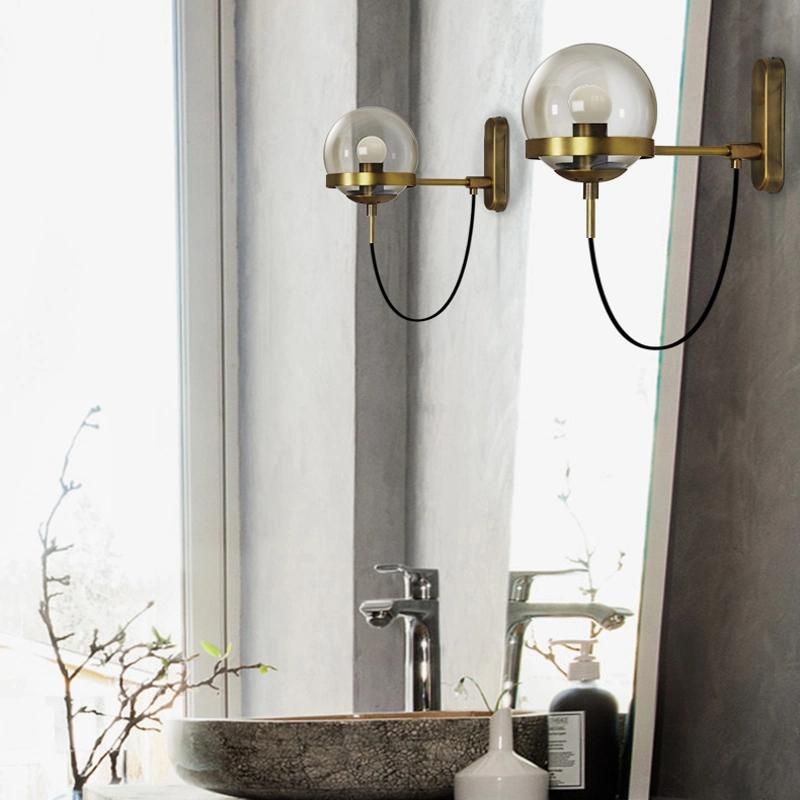 Industrial Wind Wall Lamp Retro Iron Hotel Corridor Bedside Glass Ball Wall Light
