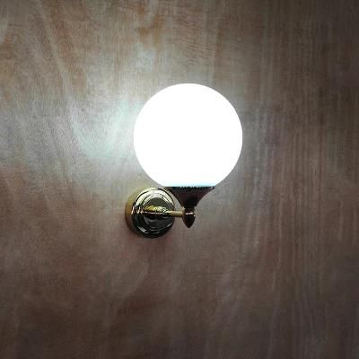 Gold Plating Metal Base and Glass Ball Shade Wall Lamp.