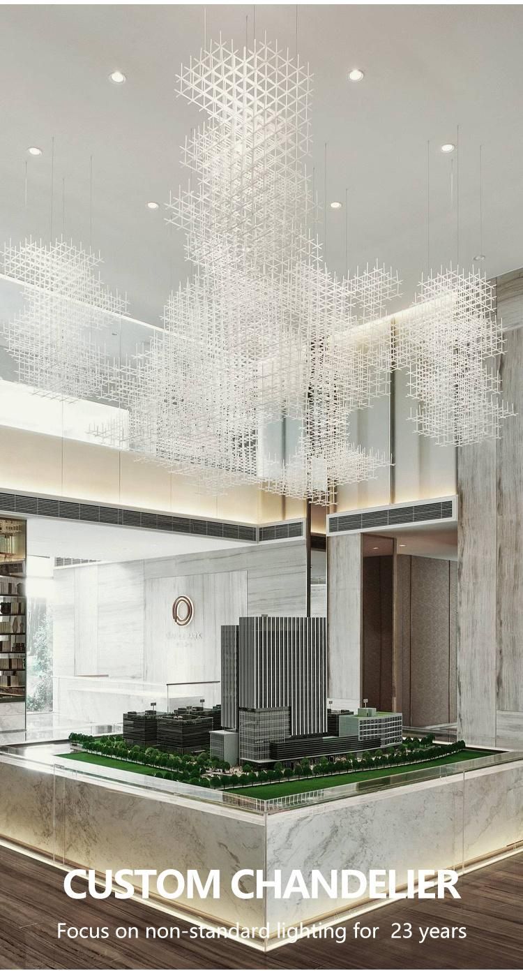 Large Custom Acrylic Hotel Lobby Luxury LED Chandelier