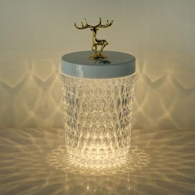 LED Indoor Rechargeable Antler Bedroom Bedside Table Tri-Color Light Creative Decorative Desk Simple Night Lamp