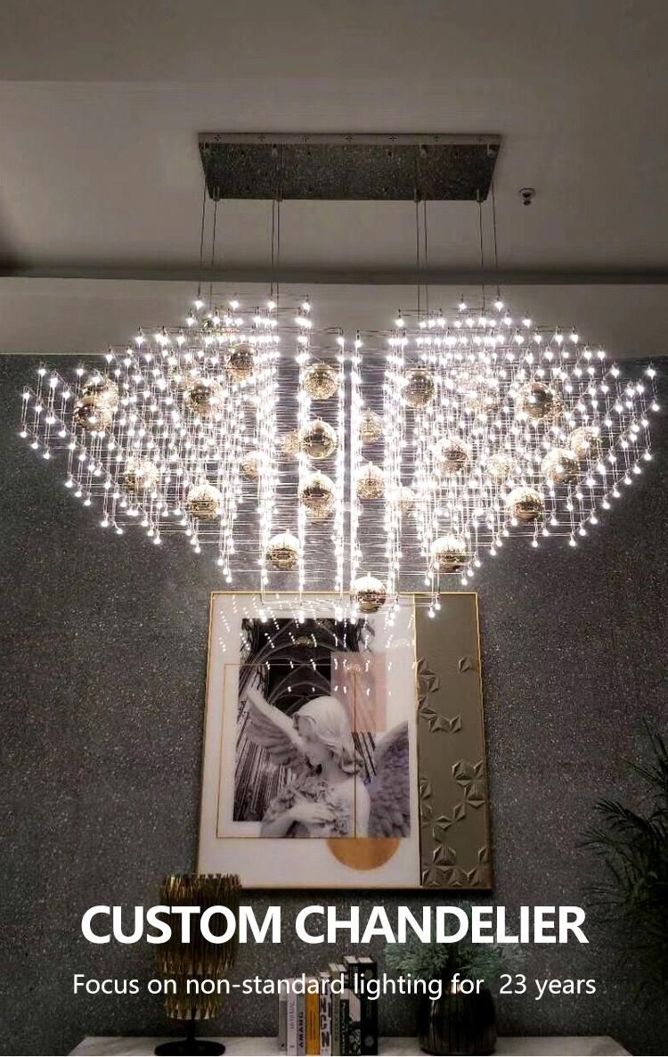 New Arrival Exhibition Hall Villa Engineering Customization Large Luxury Ball LED Chandelier Lamp