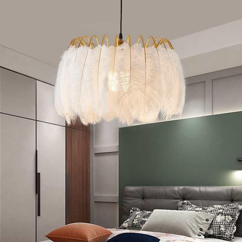 Large Art Decoration Hanging Lamp Feather Chandelier or Feather Pendant Lamp for Villa or Hotel