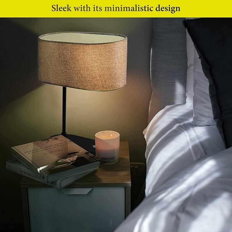 Modern Bedside Fabric Table Lamp Dimmable with Touch Switch