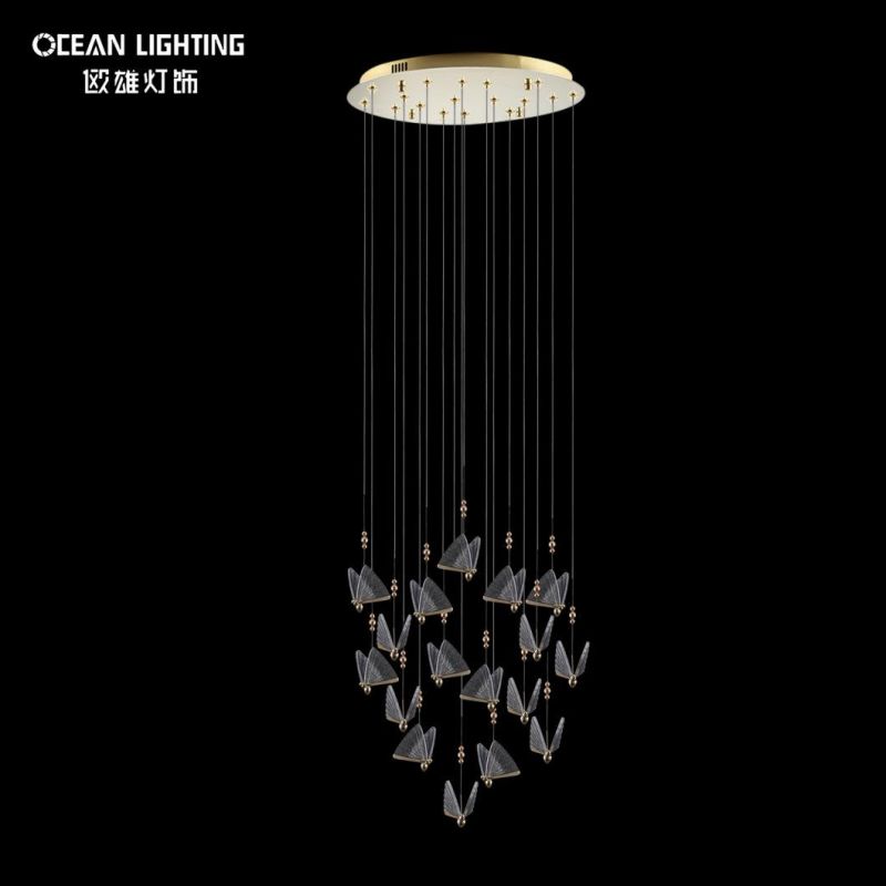 Butterfly Warm Lighting 3000K Metal Crystal 16*3W Chandelier