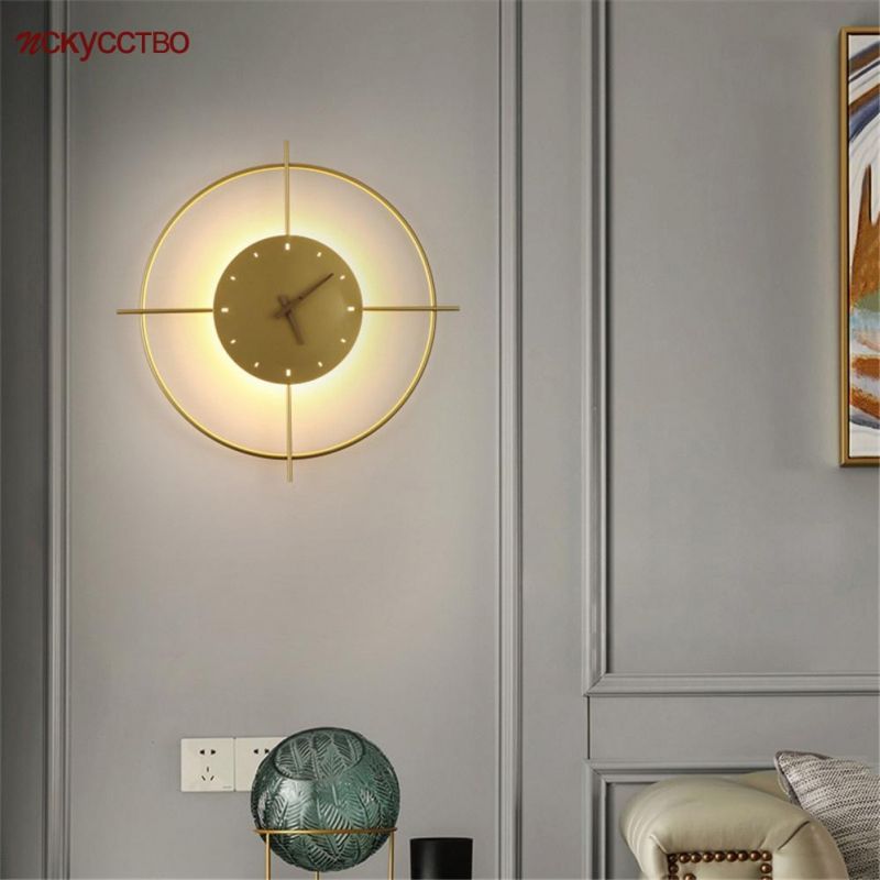 Nordic Designer Rudder Black Gold LED Wall Lamp for Living Room Bedroom Wall Clock Lamp (WH-OR-167)