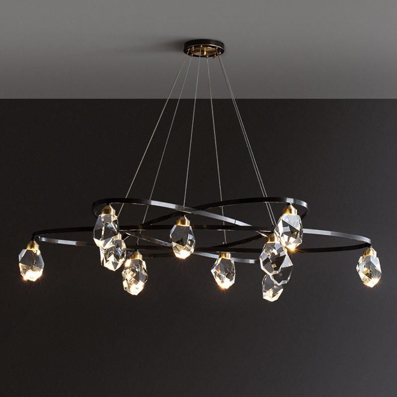 Postmodern Light Luxury Full Copper Room Lamp LED Crystal Pendant Lamp