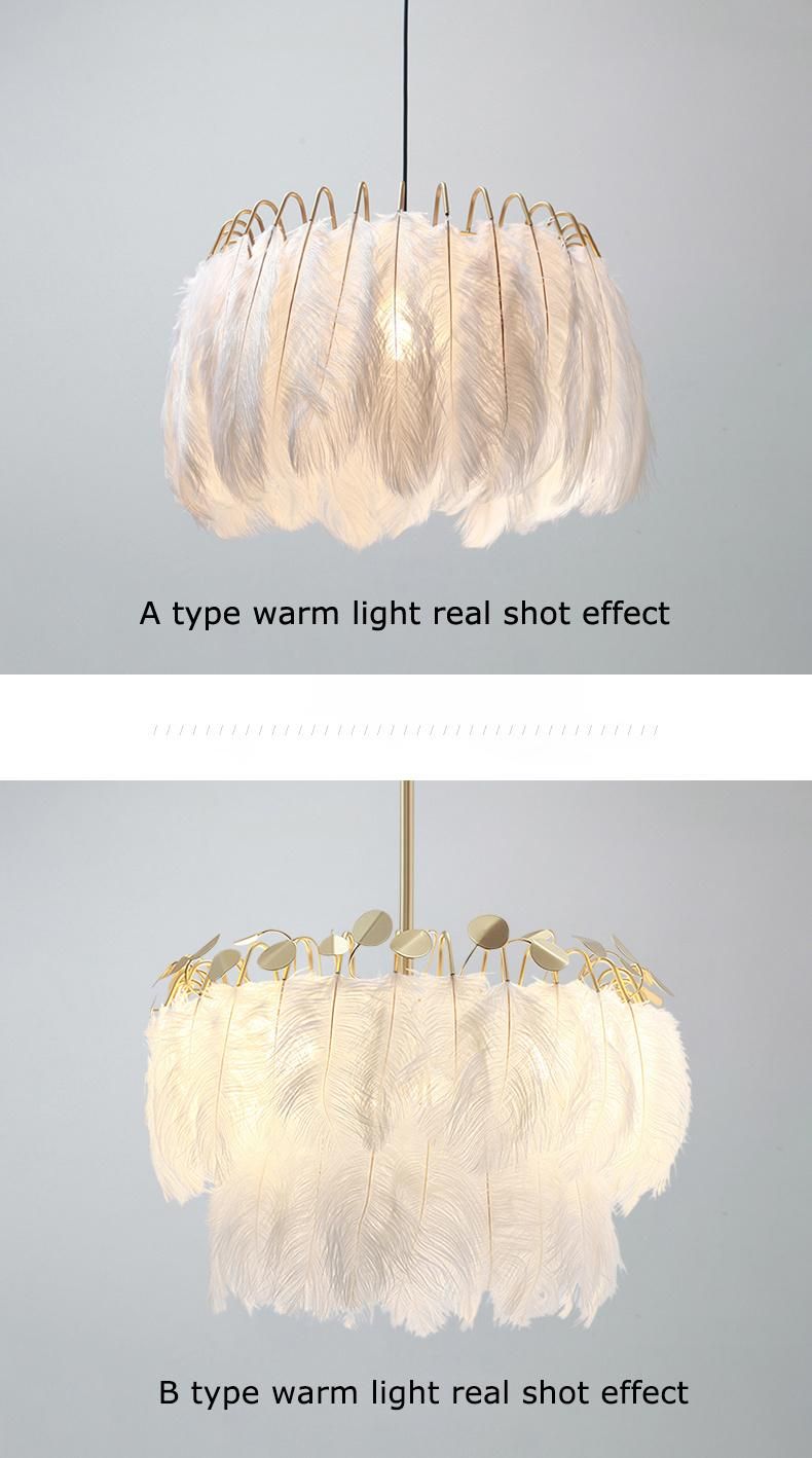 Designer Modern Art Single Feather Lighting LED Chandelier Pendant Light Lamp