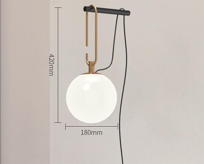 Modern Glass Wall Lamp Sconce Light with Plug for Bedside, Study Room