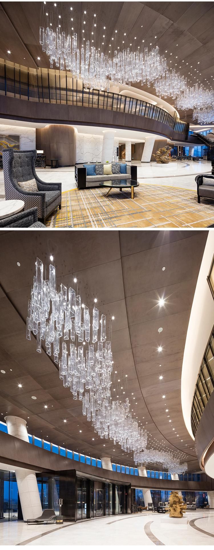 New Design Decorative Commercial Banquet Hall Villa Modern Glass Acrylic LED Chandelier Light
