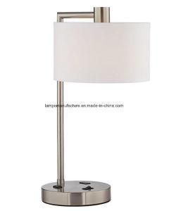Motel Hotel Desktop Table Lamp with off White Linen Lamp Shade