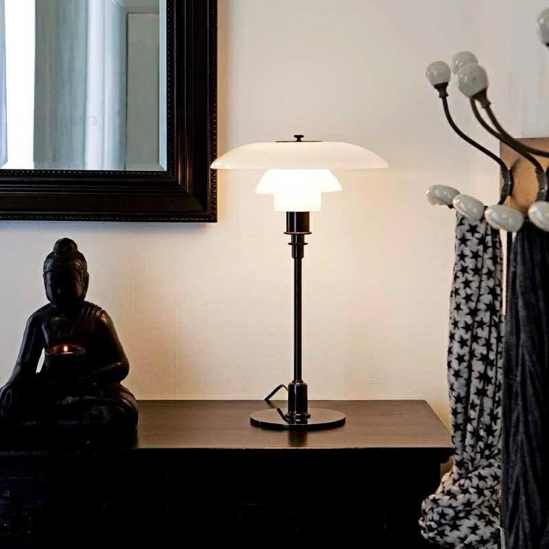 Umbrella Shade Vintage Style Household Table Lamp Nightstand Light Lamp