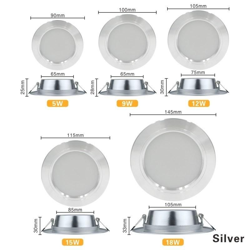 LED Downlight 5W 9W 12W 15W 18W Recessed Round LED Ceiling Lamp AC 220V 230V 240V Indoor Lighting Warm White Cold White