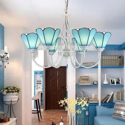 Mediterranean Pendant Lamp European Style Wrought Iron Lamp Glass Tiffany Lighting