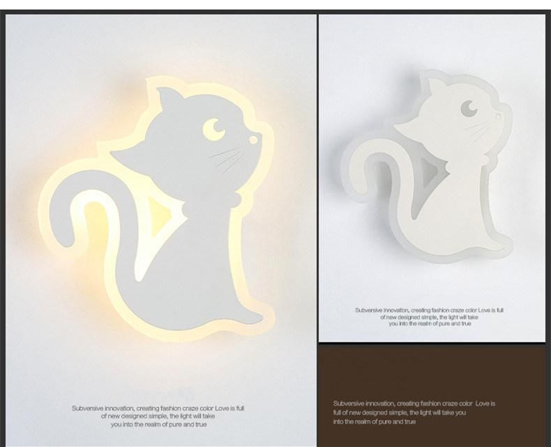 Simple Modern Bedroom Bedside LED Wall Lamp Creative Aisle Lamp Cat Wall Lamp (WH-OR-43)