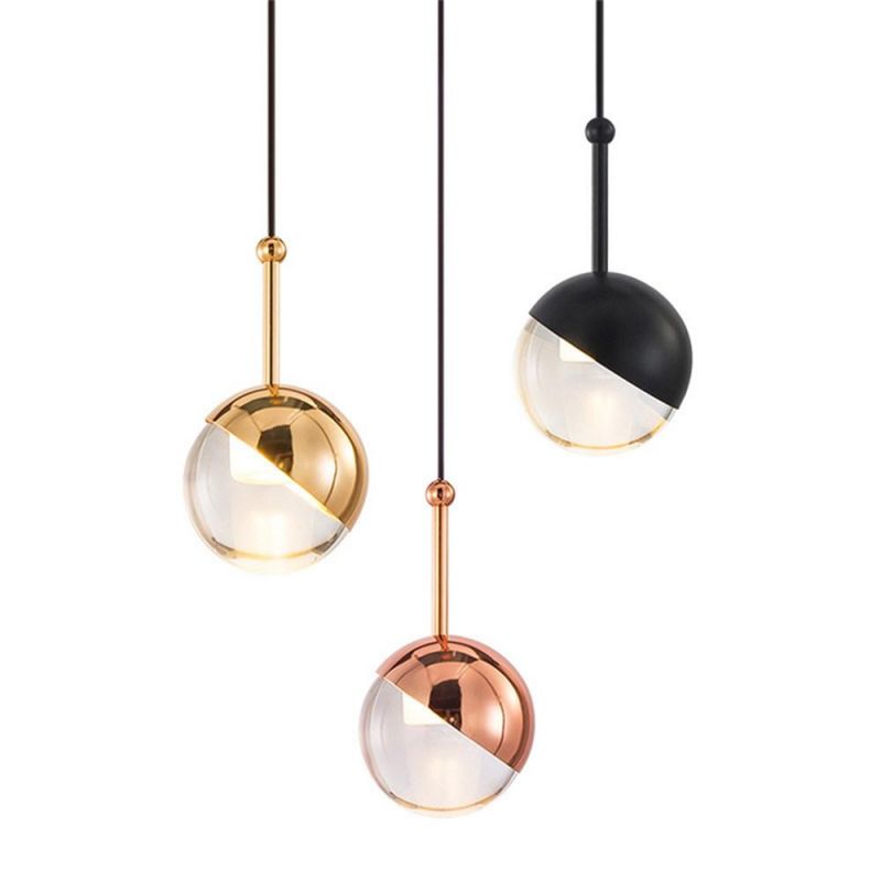 Modern LED Pendant Lights Hanging Metal Ball Glass Pendant Lamp Nordic Simplicity Home Decor Bedroom Bedside Light Fixture