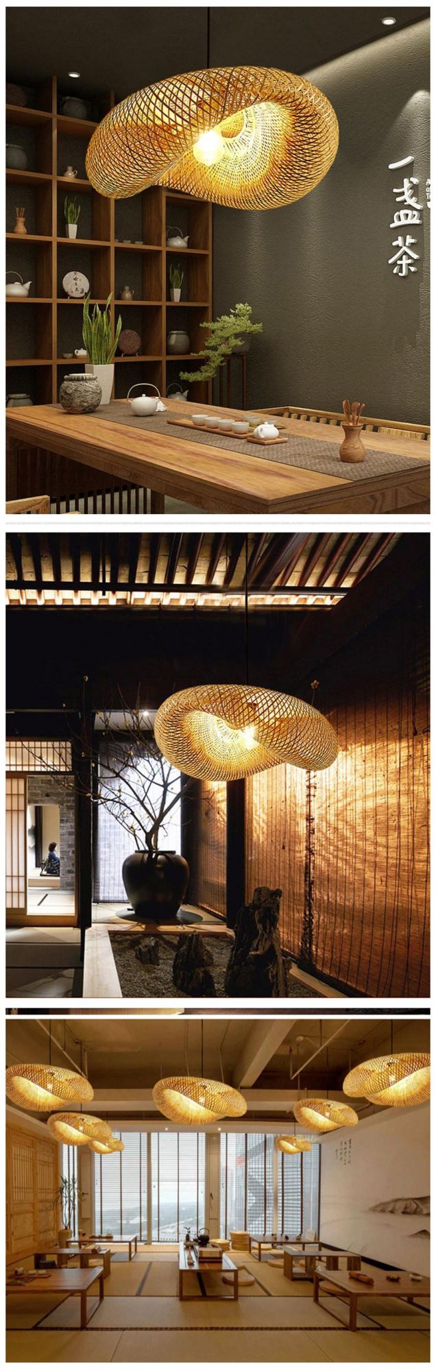 Bamboo Japanese Creative Chandelier Indoor Restaurant Living Room Lobby Lamps