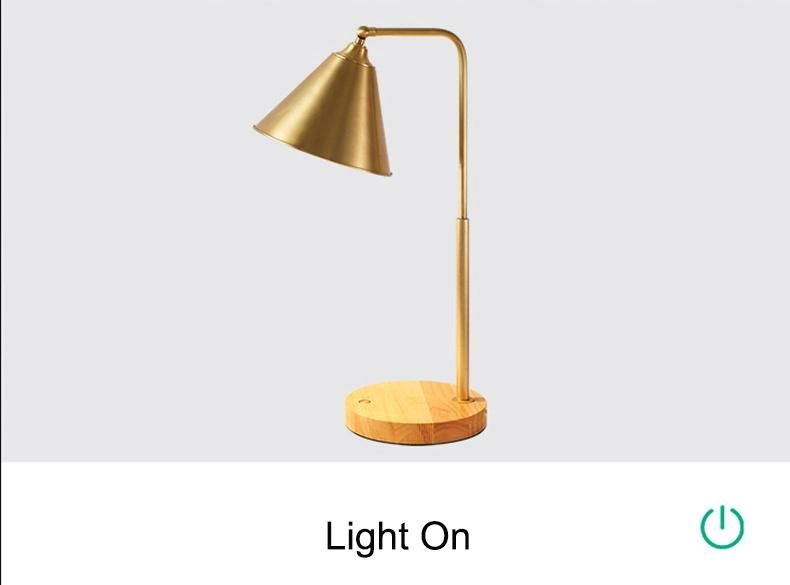 Jlt-9326 Brass Metal Shade Adjustable Table Lamp with Qi Wireless Charger & USB Charging Port for Mobile Phone