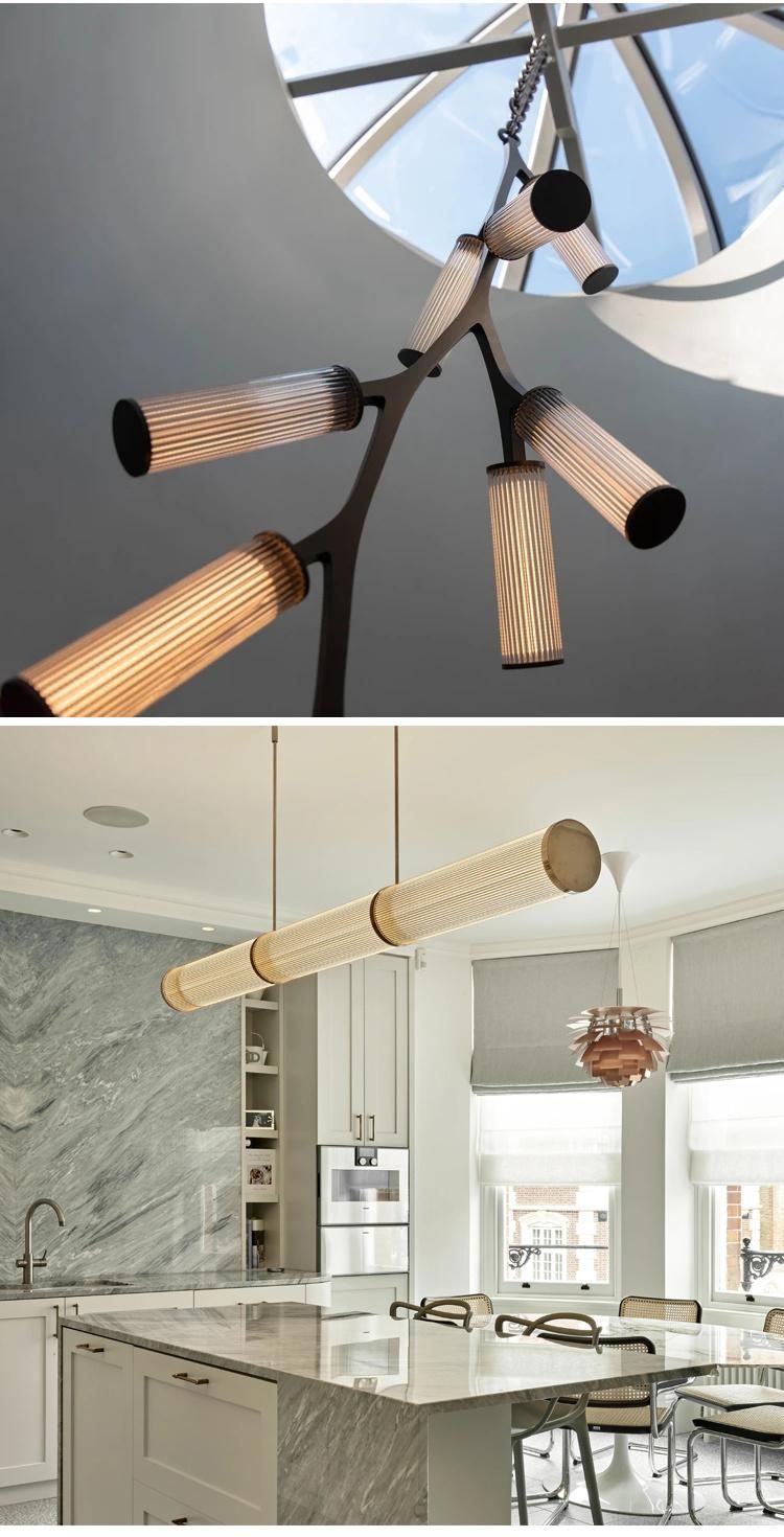 Decorate Large Customized Hotel Lobby Long Staircase LED Long Tube Chandelier