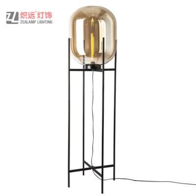 Modern Design Iron Standing Glass Shade Floor Lamp for Hotel