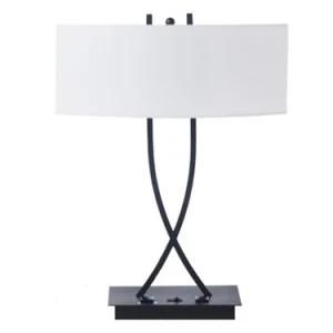 Contemporary Simple Hotel Table Lamp with White Linen Lamp Shade