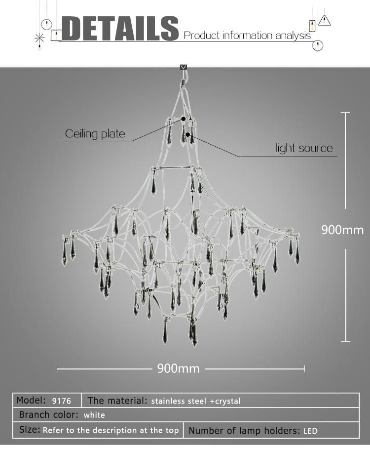 D900*H900mm Stainless Steel Diamond Star LED Chandelier