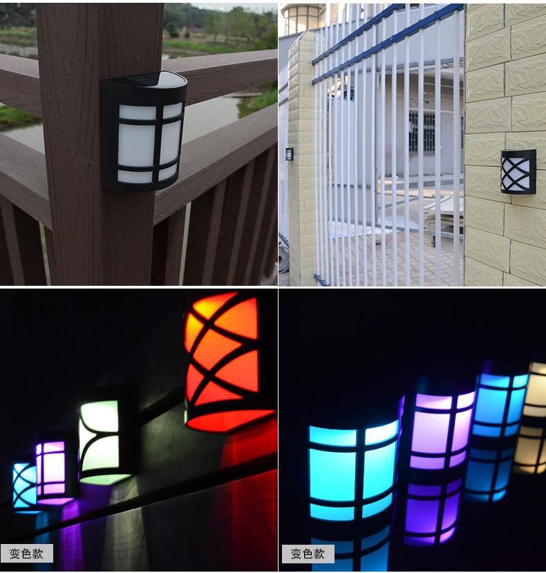 LED RGB Solar Wall Lamp Outdoor Waterproof Garden Courtyard Four Color