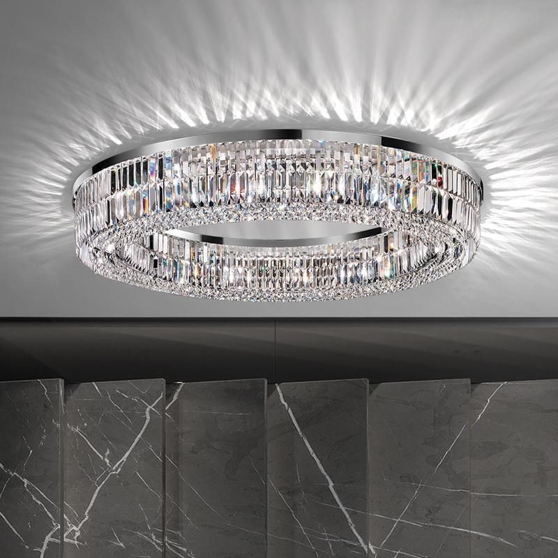 Modern Living Room Foyer Sitting Room Chandeliers Round Chrome Sliver Ceiling Lights (WH-CA-57)
