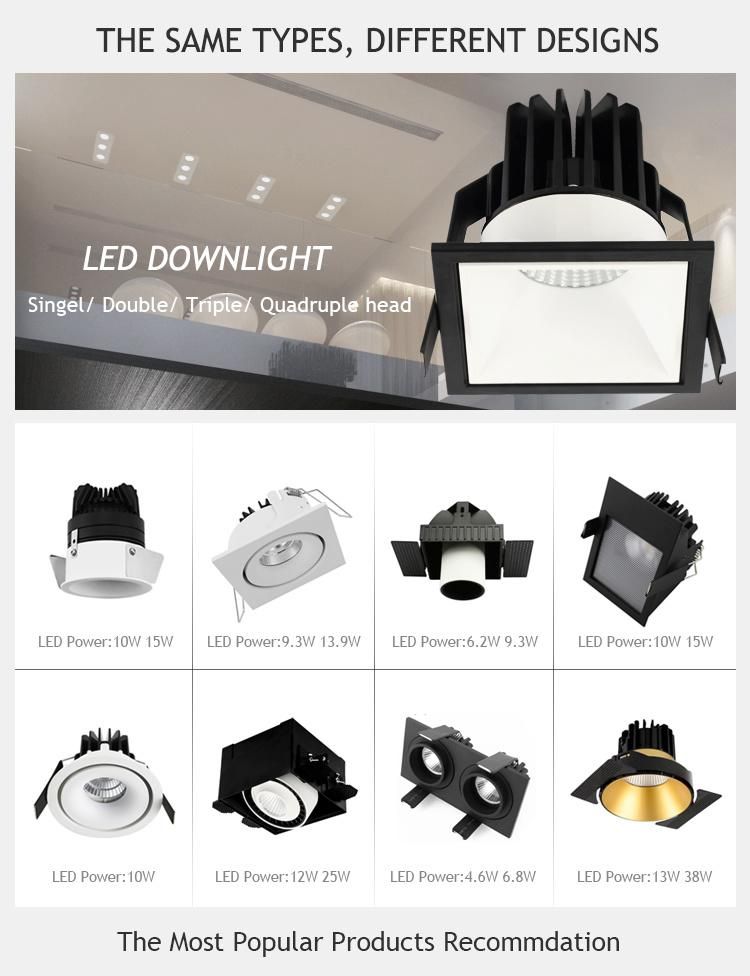 Mini 6.2W 3000K White Black Color Flicker Free Drive with Single Double Frame Recessed Spot Light LED Downlight