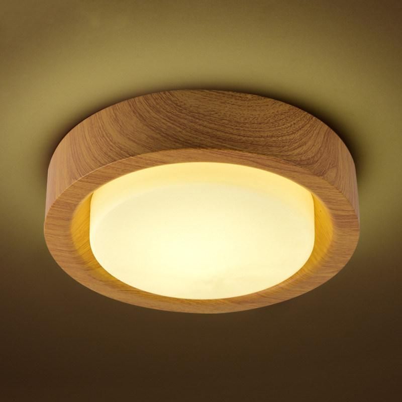 Wooden Round Ceiling Lights for Bedroom Iron Surface Mounted Rooms Lighting (WH-WA-28)