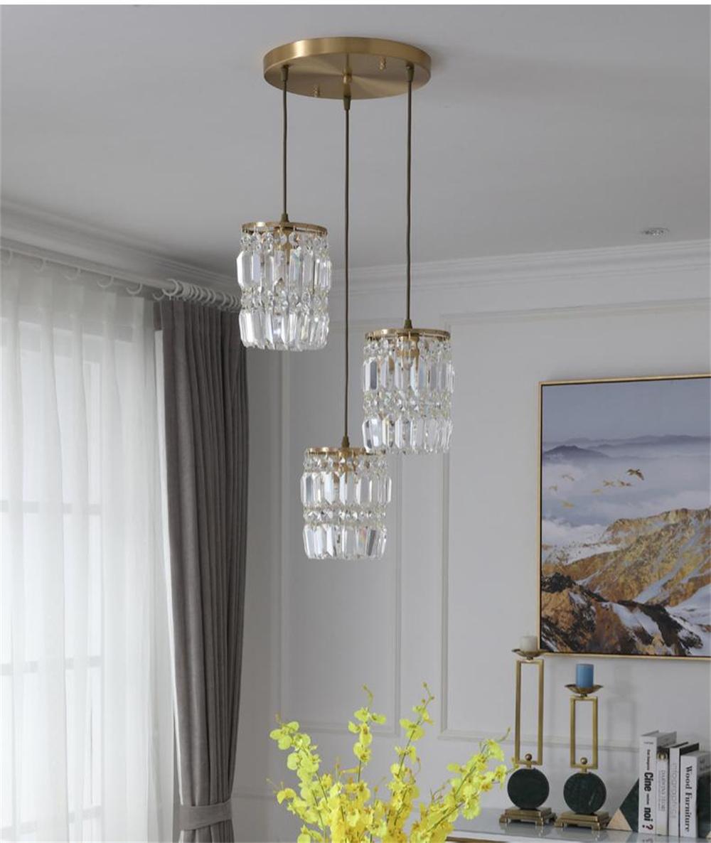 American-Style Luxury Crystal Restaurant Pendant Lights Modern Minimalist Creative Dining Room Kitchen Hanging Lights Fixtures