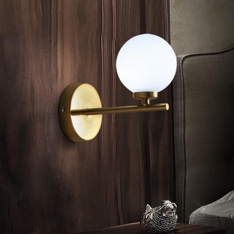 Home Decor Metal and Glass Bedroom Wall Lamp