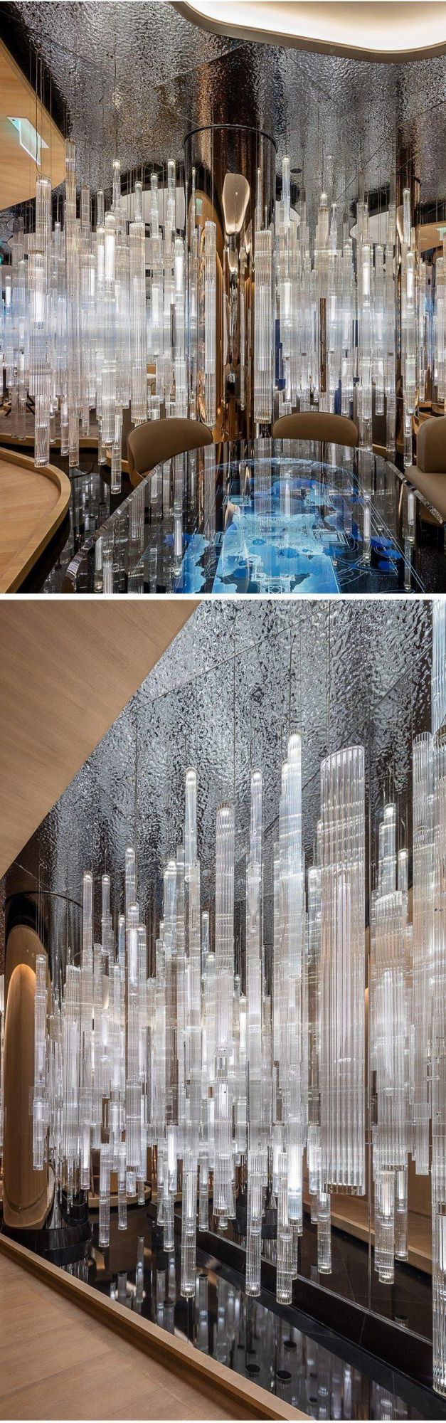 Modern Decoration Hotel Lobby Long Staircase Glass Chandelier