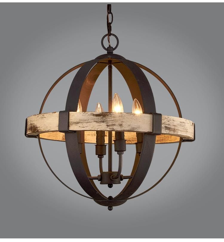 American Country Chandelier Restaurant Clothing Store Loft Wrought Iron Cafe Globe Pendant Light (WH-VP-101)
