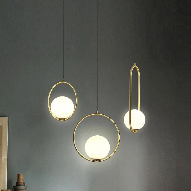 Nordic Ball Pendant Lights Black Silver Gold Metal Lamp Simple Bar Dining Room Sphere Pendant Lamp (WH-AP-286)