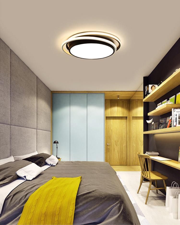 Modern Decorative LED Ceiling Lamp Light with Black and White Double Frame, Good for Living Room, Bedroom, Corridor