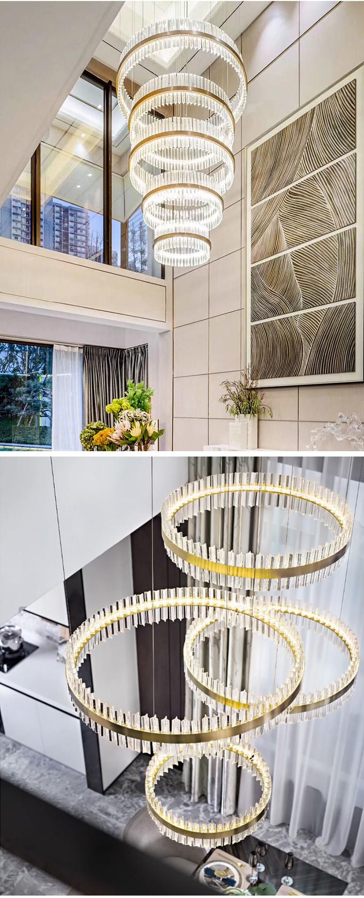 Custom Crystal Crystal Ring LED Pendant Light for Bedroom Dining Room