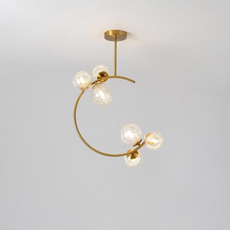 Golden Transparent Lampshade Chandelier Pendant Lamp Ceiling Lamp Living Room Lamp