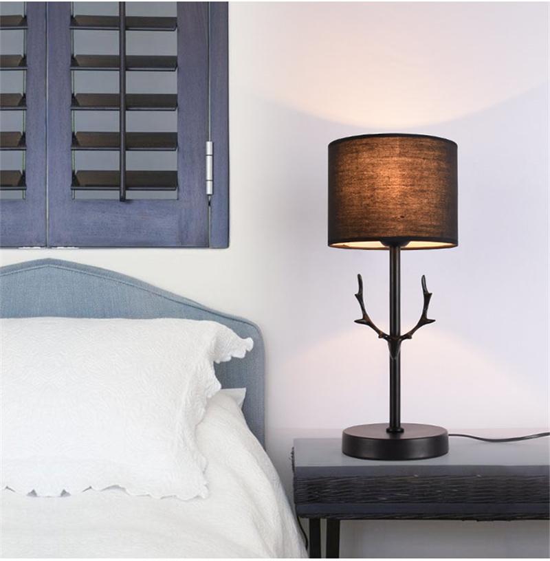 LED Antler Table Lamp Nordic Dimmable Desk Lamp Bedroom Bedside Hotel Black Study Lamp (WH-VTB-27)