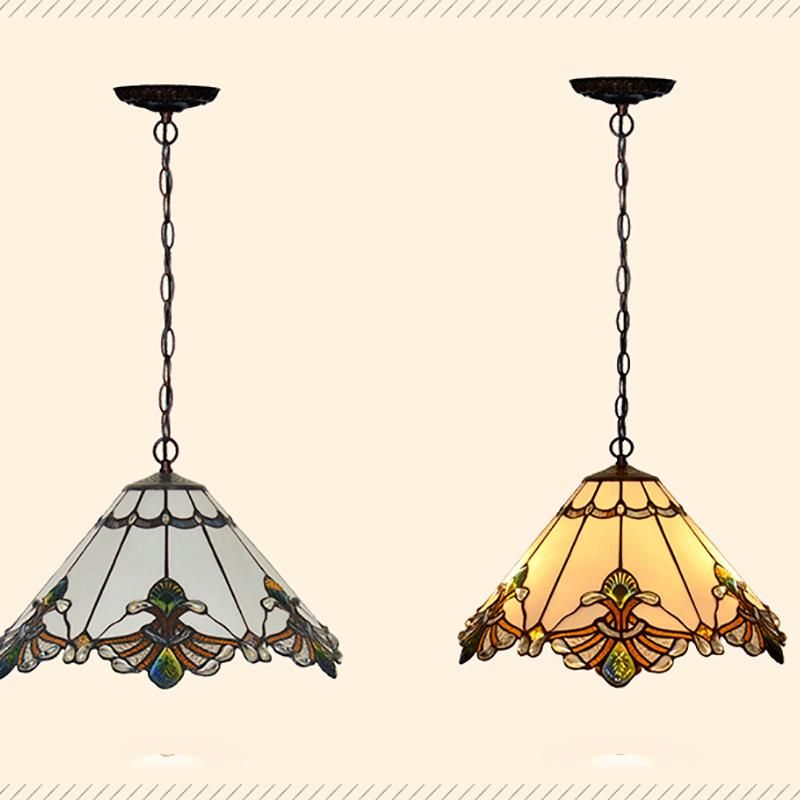 Umbrella-Shaped British Neoclassical Pendant Lamp Tiffany Creative Chandelier Energy Saving Lamp