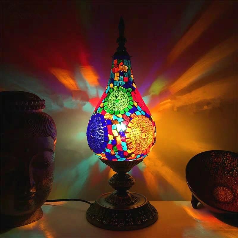 Turkish Mosaic Table Lamp Mediterranean Retro Stained Glass Industrial Table Lamp (WH-VTB-18)