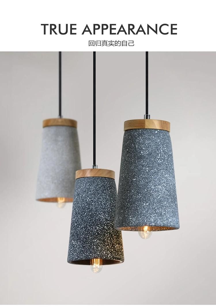 Creative Cement Pendant Lights Maarten Unique Cement and Wooden Tall Dome Pendant Light (WH-AP-338)