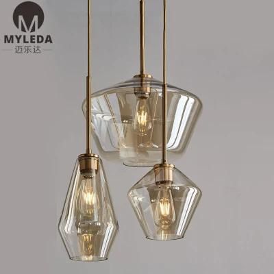 American Country Style Loft Retro Personality Glass Pendant Light