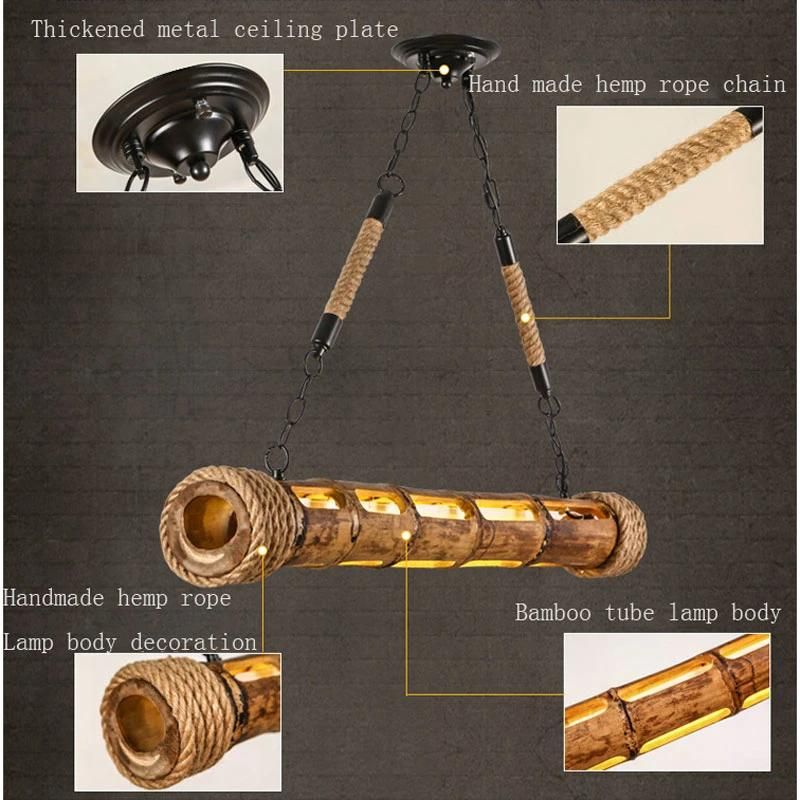 Loft Bamboo LED Chandelier Cafe Lamp Retro Industrial LED Warm White LED Tube Loft Chandelier (WH-VP-111)