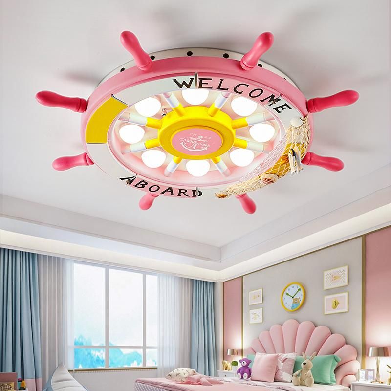 Mediterranean Sea Rudder Kids Room Nursery Lamp Home Bedroom Decor Smart Round Ceiling Light (WH-MA-171)