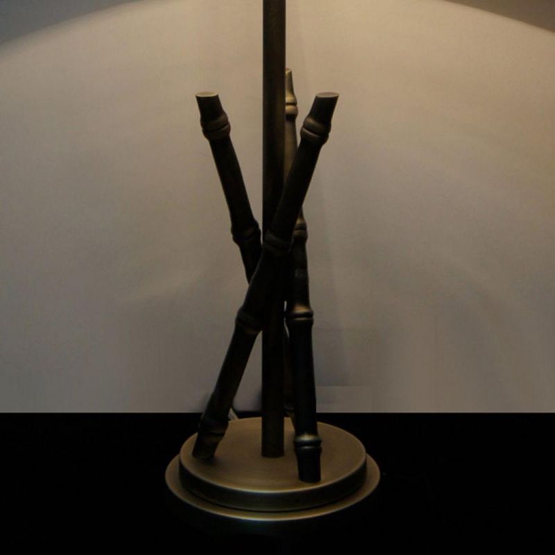 Decorative Fabric Shade Bamboo Shape Resin Table Lamp for Hotel Guestroom