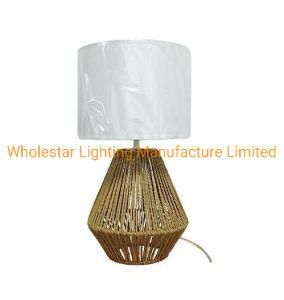 Woven Table Lamp with Fabric Shade (WHT-446)