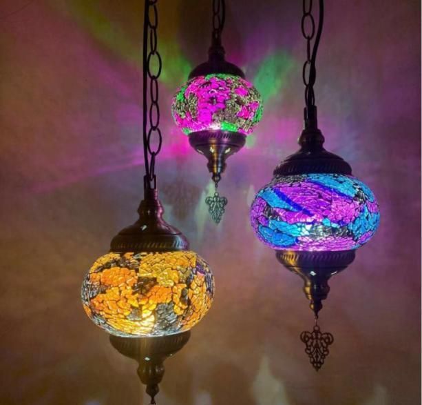 Hanging Glass Chandeliers Light Mosaic Glass Restaurant Lighting