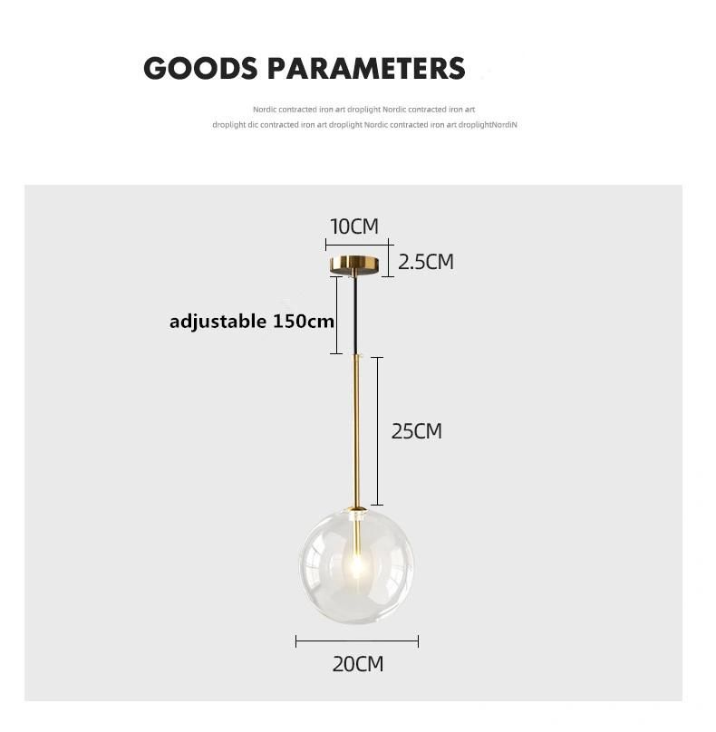 Post-Modern Clear Glass Pendant Lights Dimmable G4 Dining Room LED Suspend Lamp Gold/Chrome LED Pendant Light (WH-AP-196)